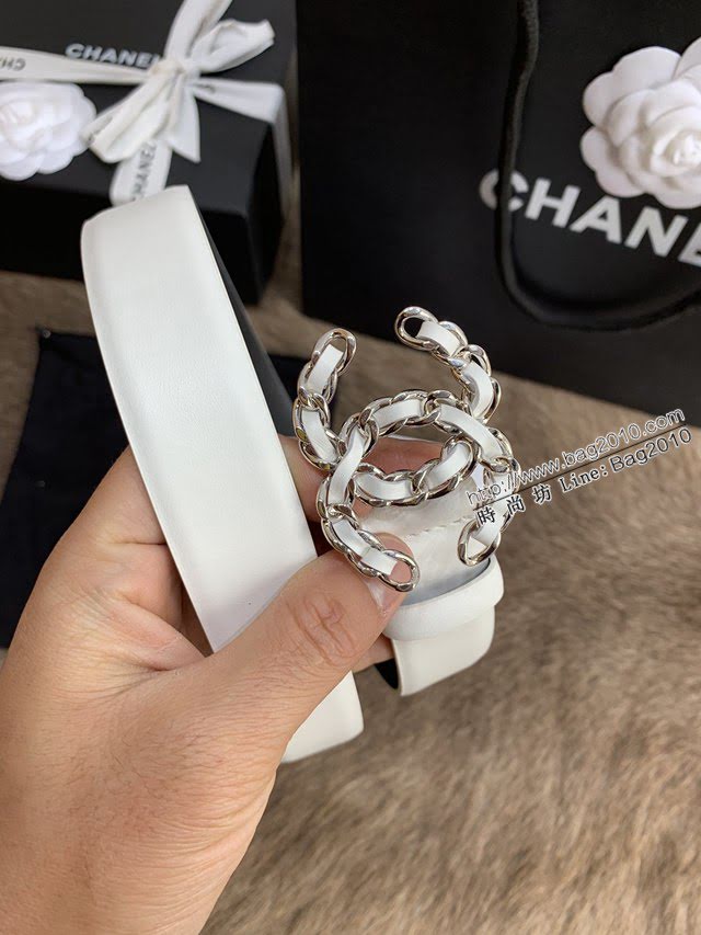 Chanel女士皮帶 香奈兒小香鑽圈雙面用小牛皮腰帶  jjp1171